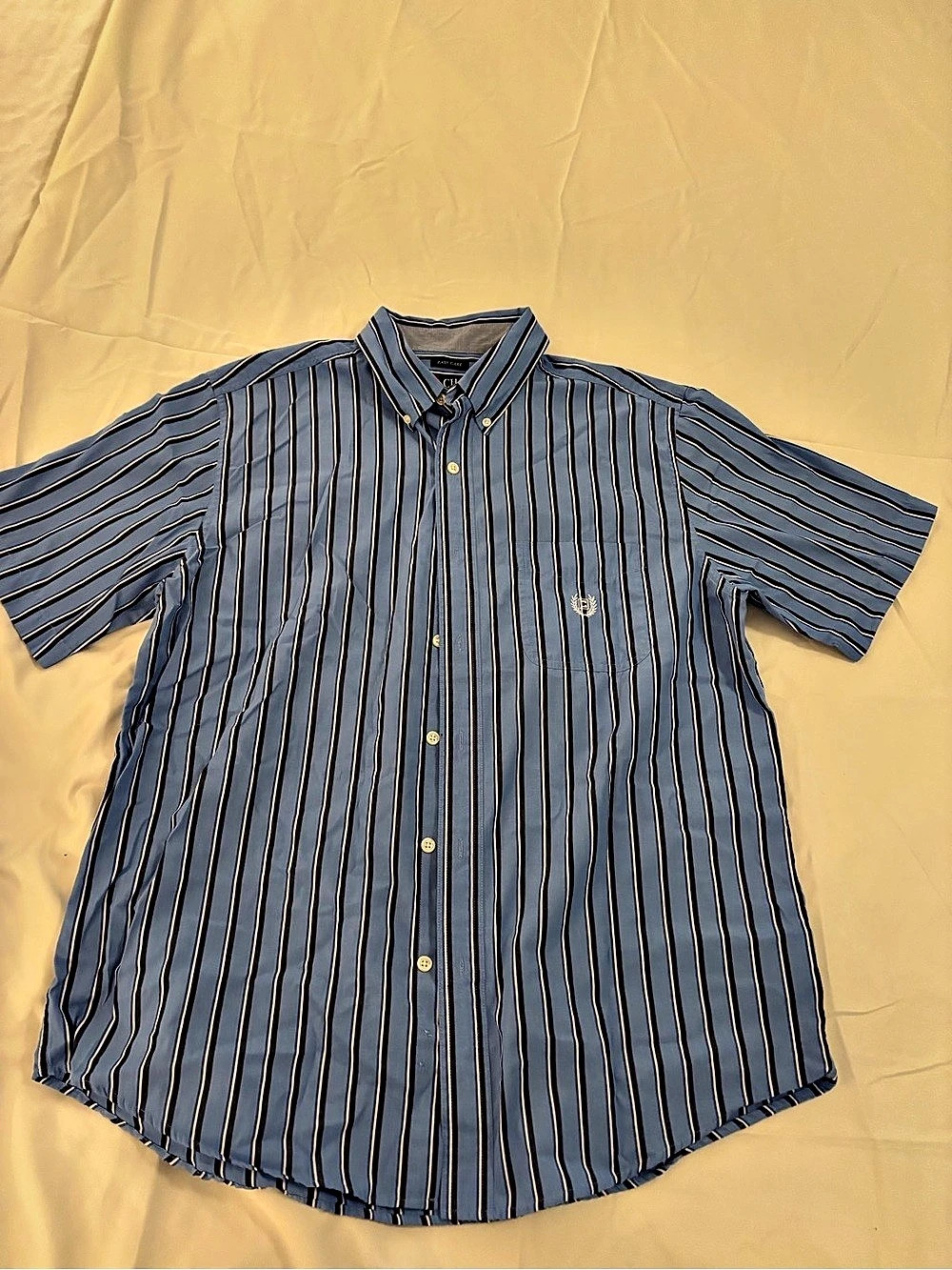 Chaps Men's Striped Button Down Shirt Blue & White Large